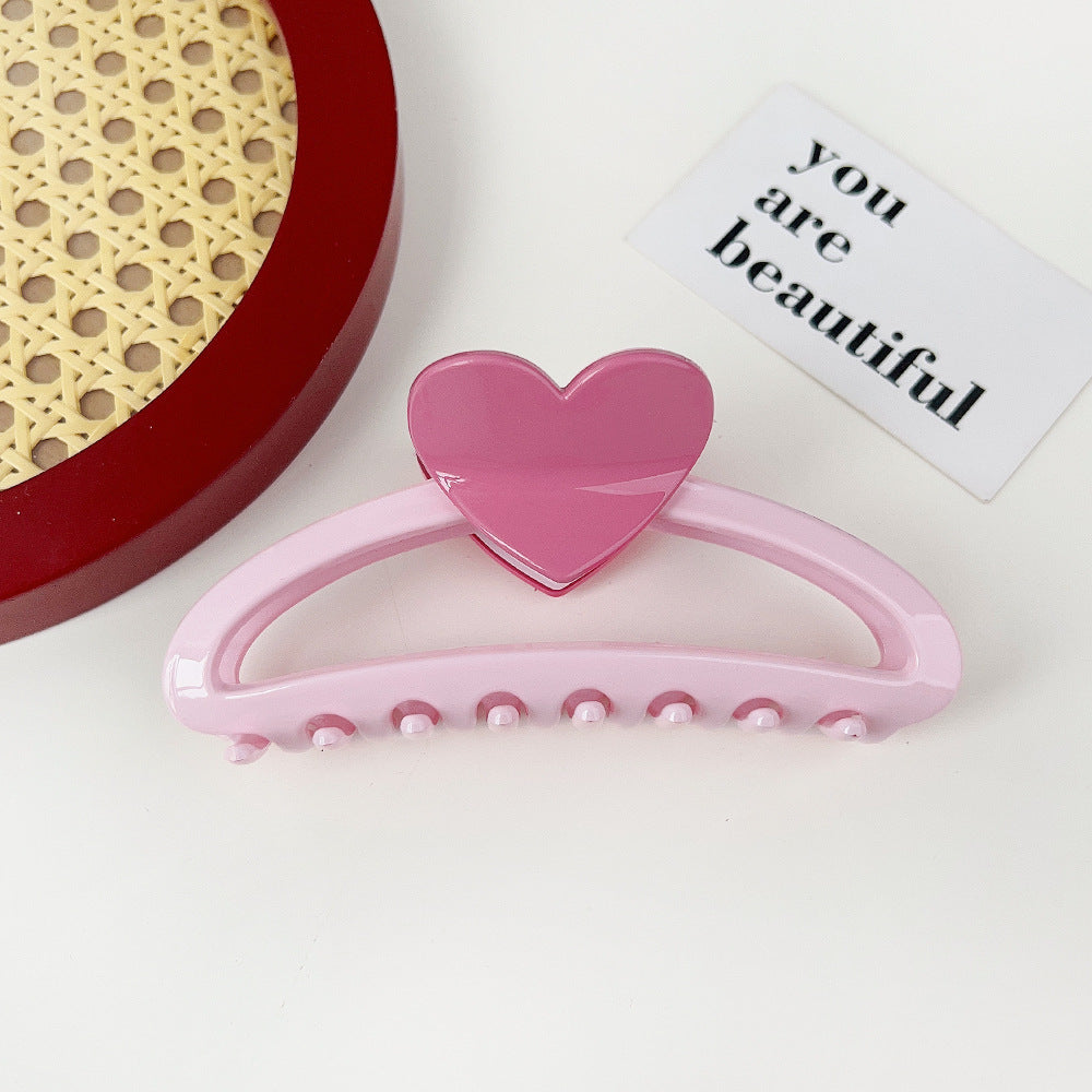 Wholesale Resin Hollow Out Half Circle Heart Color Matching Hair Clip