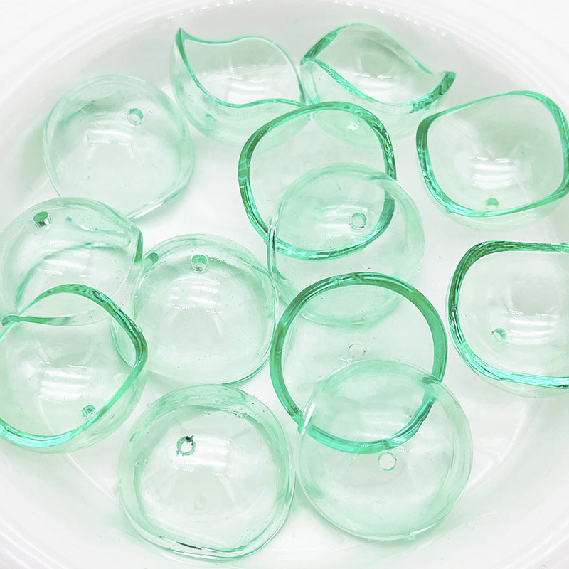Wholesale Transparent Spherical Shell Hemispherical Shaped Round Ball Straight Hole Beads