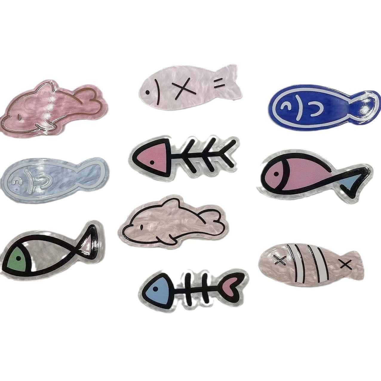 Wholesale 5pcs Cartoon Fish Acrylic FlatBack Cute Accessories