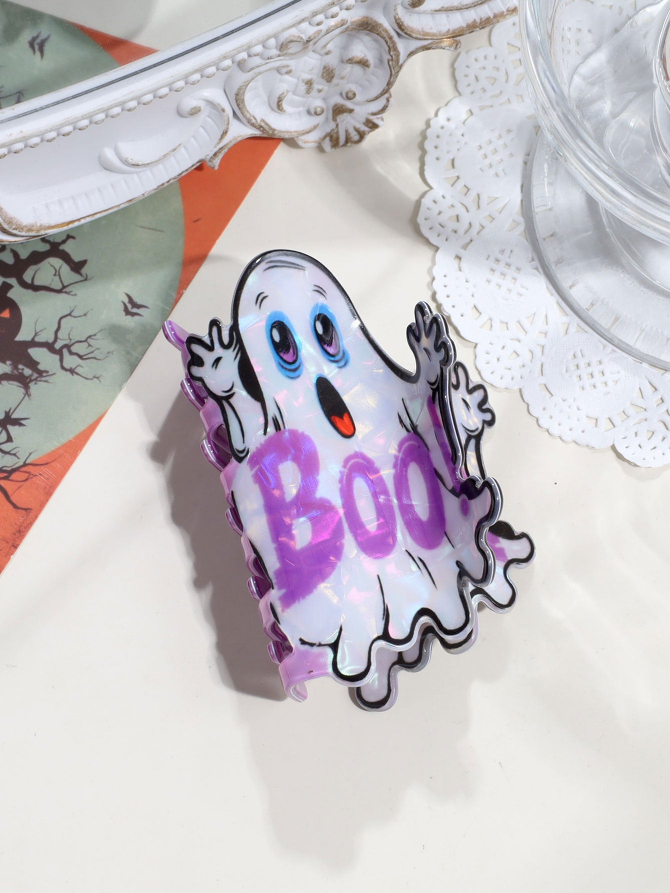 Wholesale Acrylic  Hair Claw Clip Creative Dark Style Pumpkin Ghost Bat Design Womens Fashion Hair Accessory
