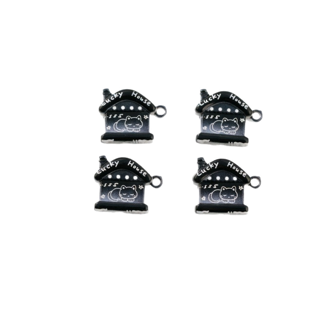 Wholesale 10pcs Acrylic Cartoon Heart Butterfly Beaded Black DIY Beadable Accessories OLY Exclusive