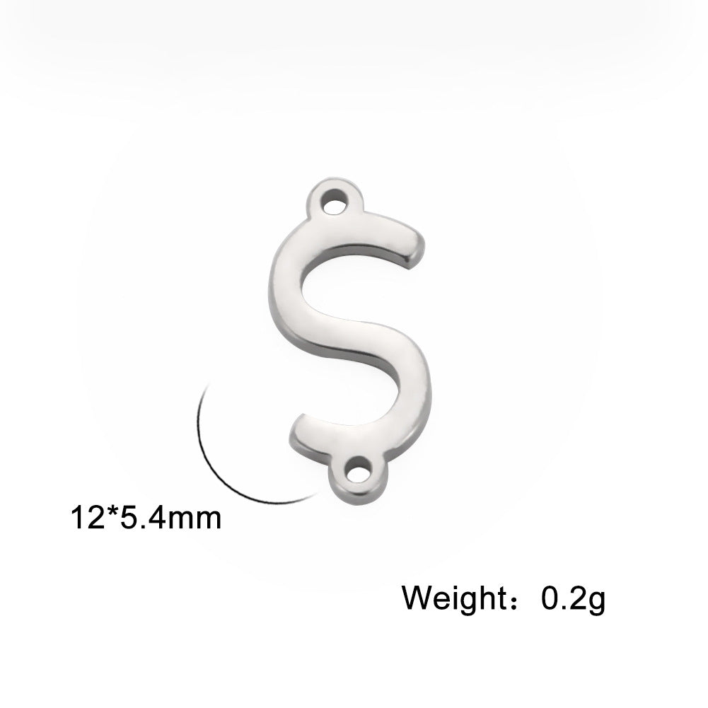 Wholesale 26 Alphabet Gold Up and Down Hole Stainless Steel Necklace