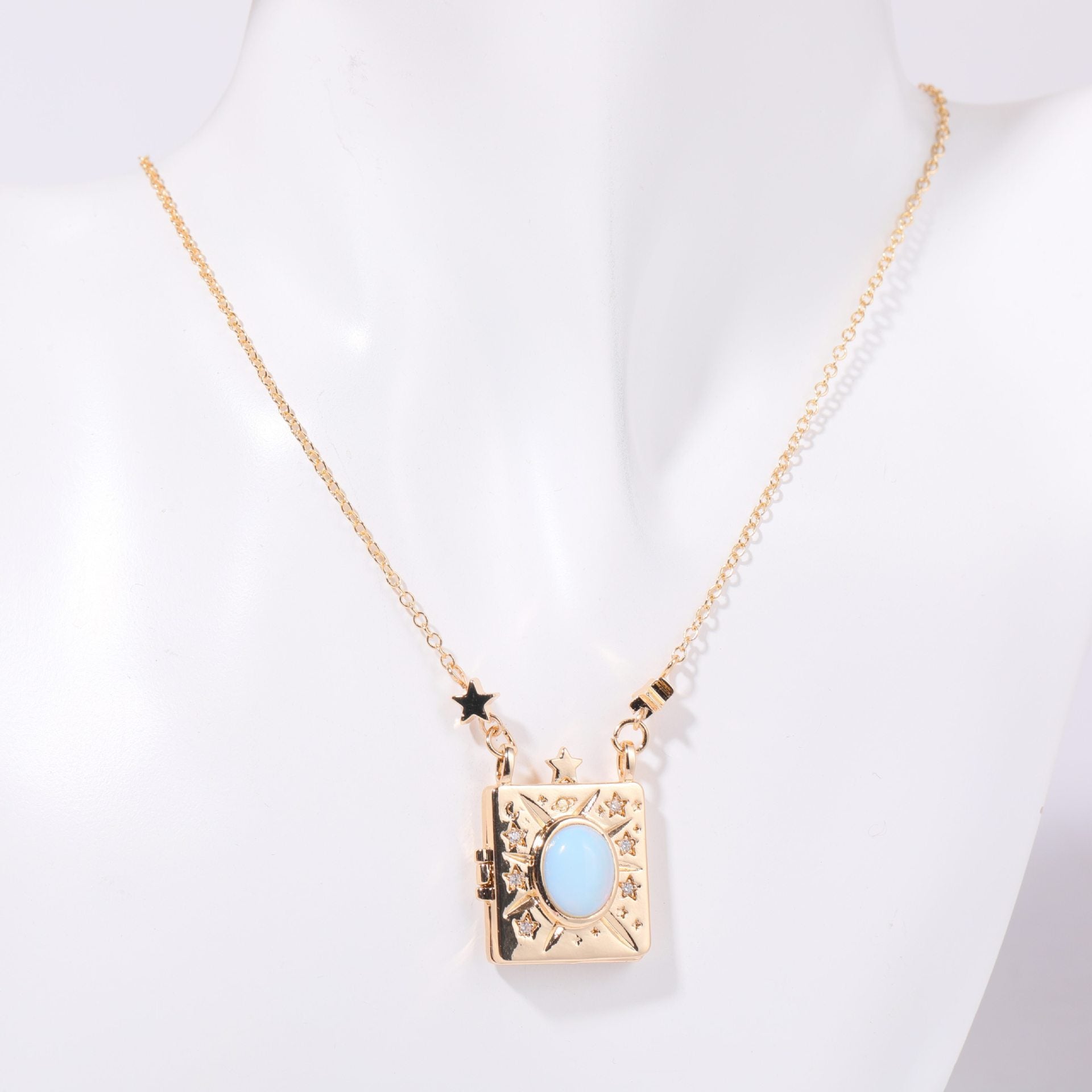 Wholesale Love Flower Album Pendant Square Opening Necklace