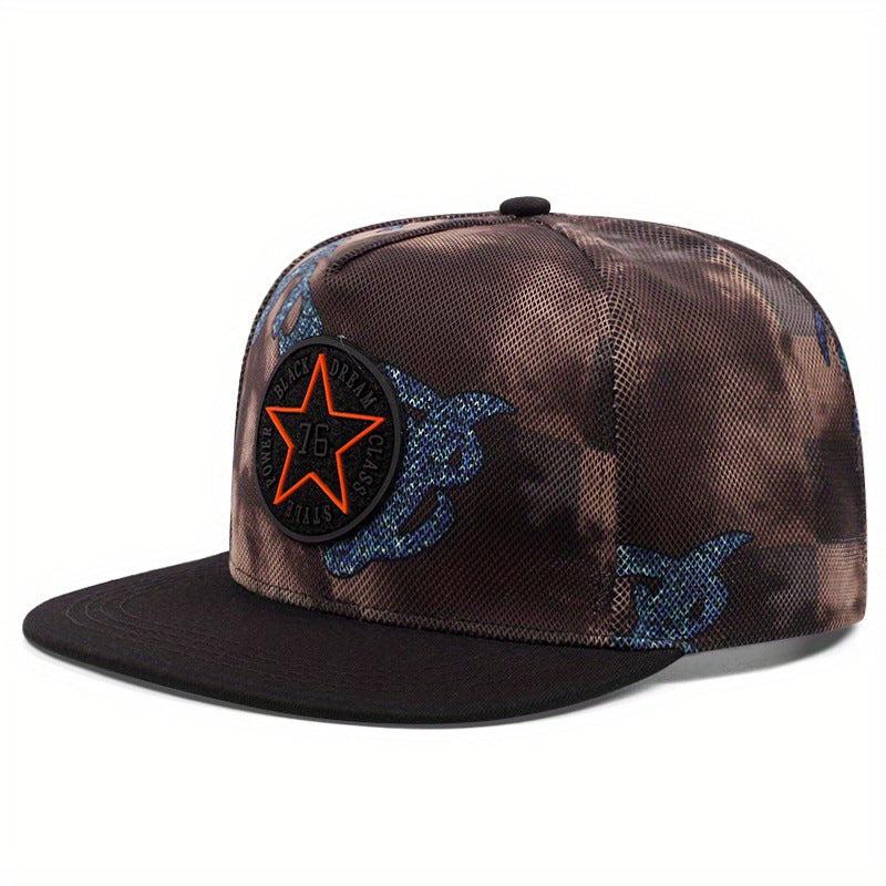 Wholesale Flat Brim Embroidered Camouflage Pattern Star Hip-hop Baseball Cap