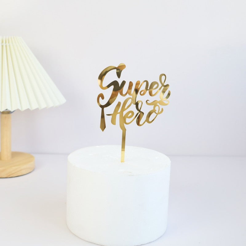 Wholesale 10PCS/PACK Father's Day Happy Acrylic Cake Card Decoration