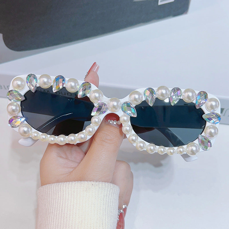 Wholesale Pearl Personalized Diamond Square Sunglasses