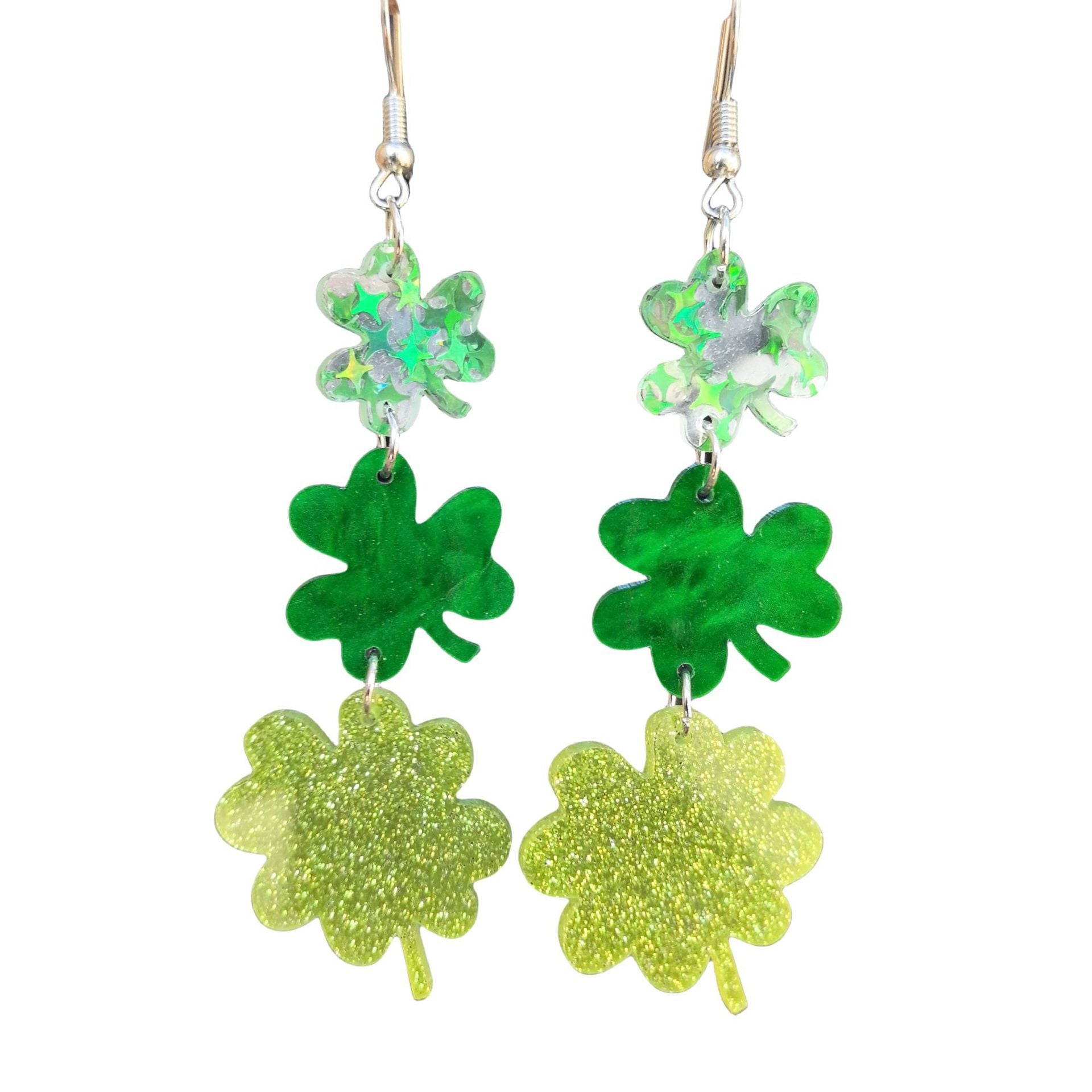 Wholesale St. Patrick's Day  Clover green clover acrylic earrings