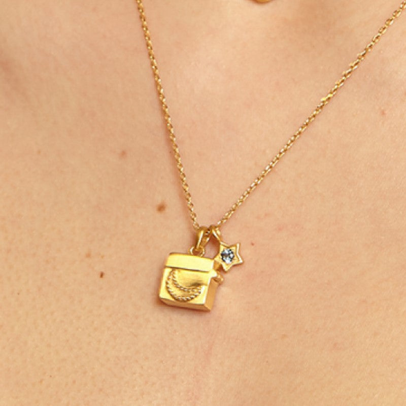 Wholesale Butterfly Shell Photo Album Photo Frame Necklace Retro Retractable Necklace Plated with Real Gold Color