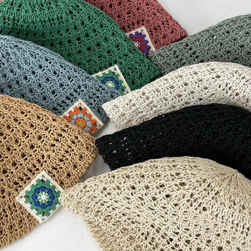 Wholesale Hook Flower Woven Hollow Pastoral Style Bucket Hat