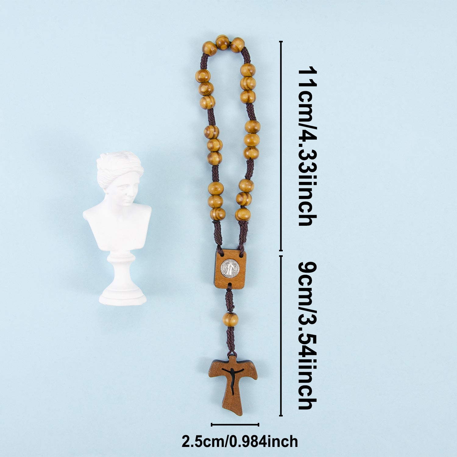 Wholesale Wooden cross rosary woven Easter necklace