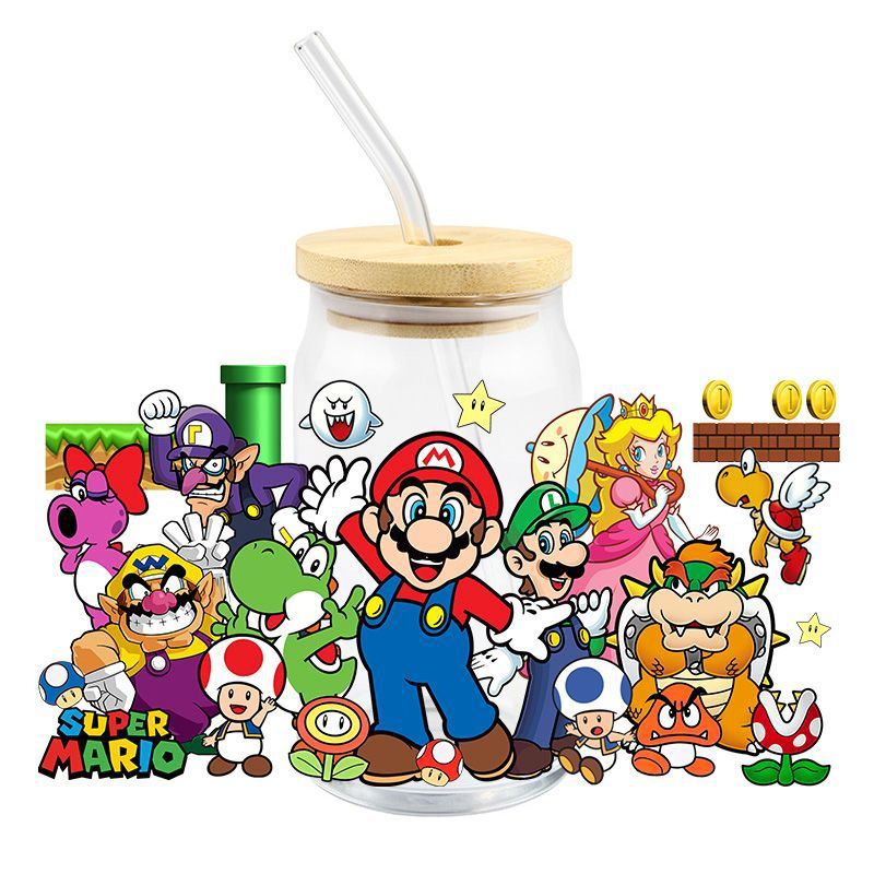 Wholesale 5pcs Cartoon Uv DTF Transparent Crystal  16oz Cup UV DTF Wraps OLY Exclusive