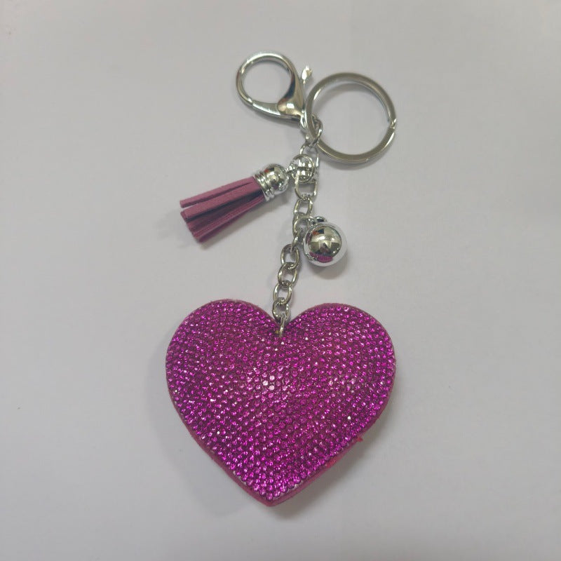 Wholesale Creative Heart-Shaped Diamond-Encrusted Bag Keychain