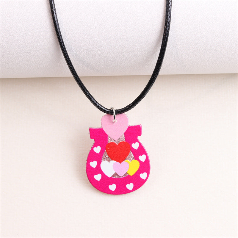 Wholesale Valentine's Day Sweater Hat Acrylic Necklace