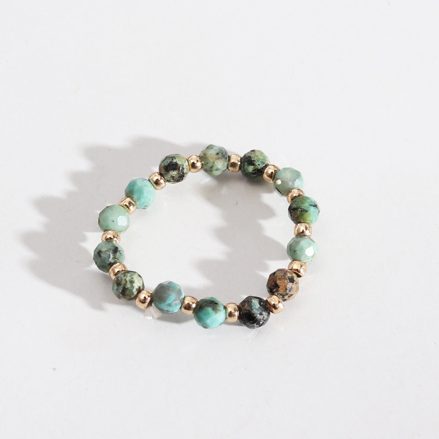 Wholesale Trendy Natural Tourmaline Faceted Beaded Stretch Line Statement Ring