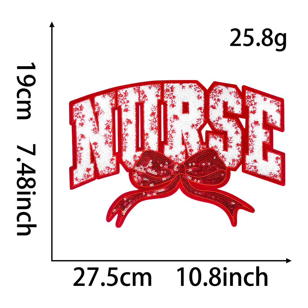 Wholesale Large 28Cm Nurse Sequin Embroidered Patch Hot Melt Glue For Coats And ets Chic DIY Craft Supply