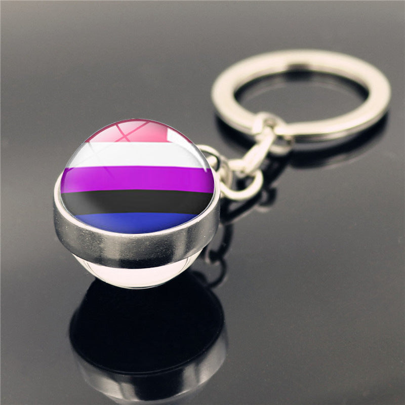 Wholesale Zinc Alloy LGBT Time Stone Keychain