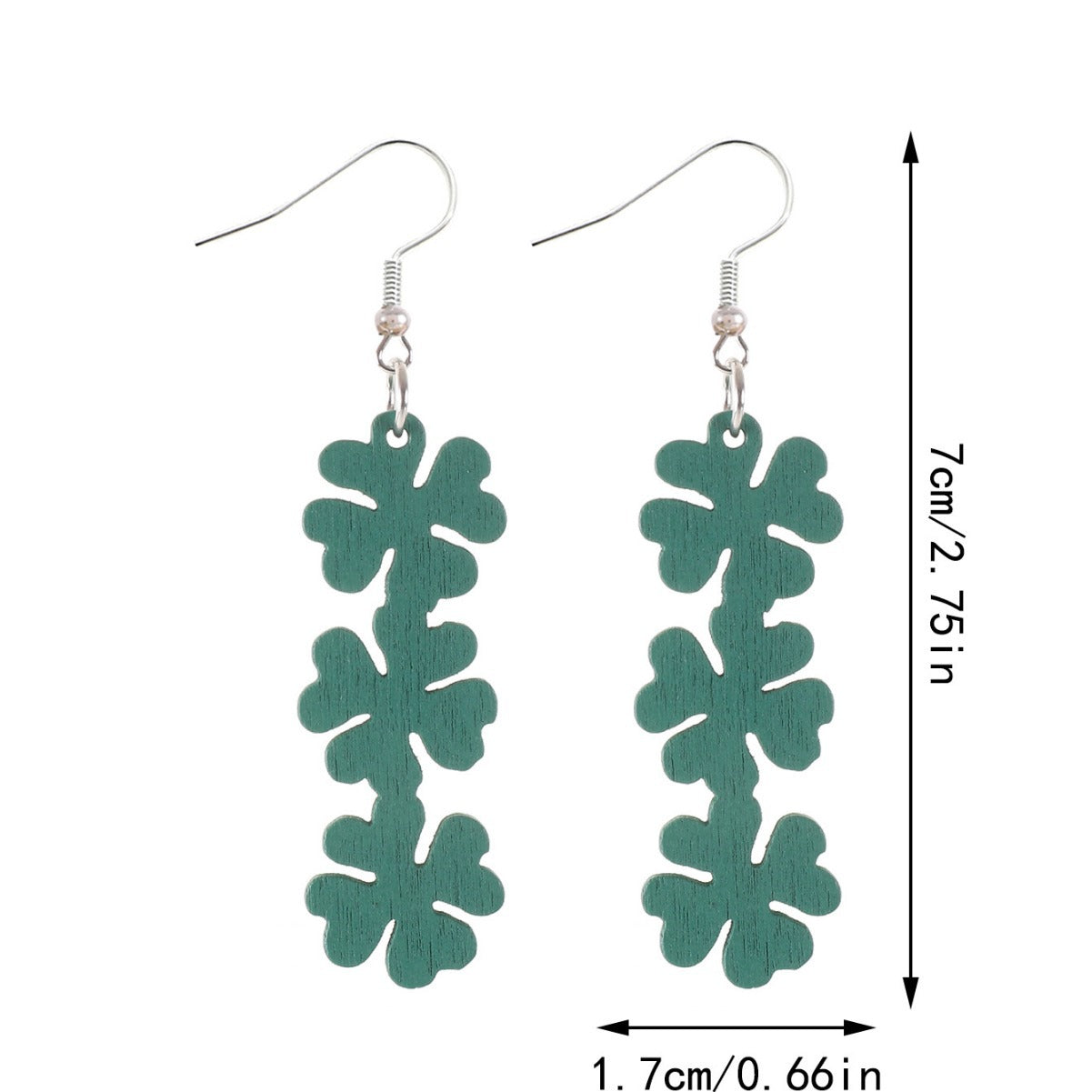 Wholesale St. Patrick's Four Leaf Clover Wooden Earrings