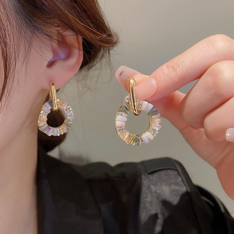 Wholesale 2 In 1 Gold Geometric Earrings Minimalist Copper Fashion Jewelry Gift