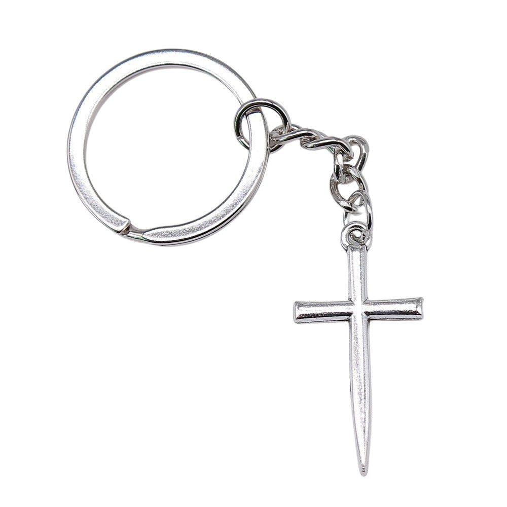 Wholesale 10PCS Cross Pendant Metal Keychain
