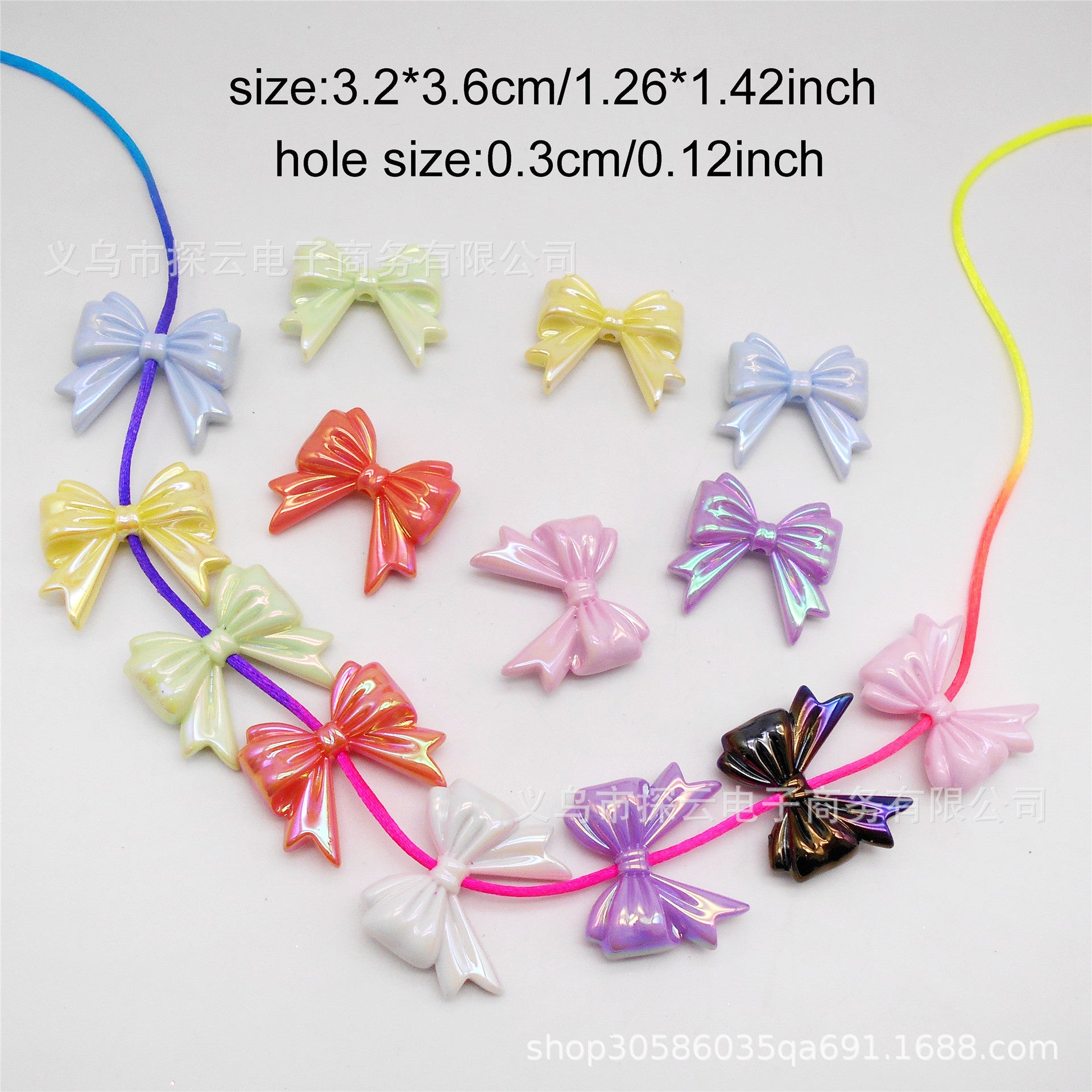 Wholesale 10pcs Plated Cartoon Bow Loose Acrylic Beads