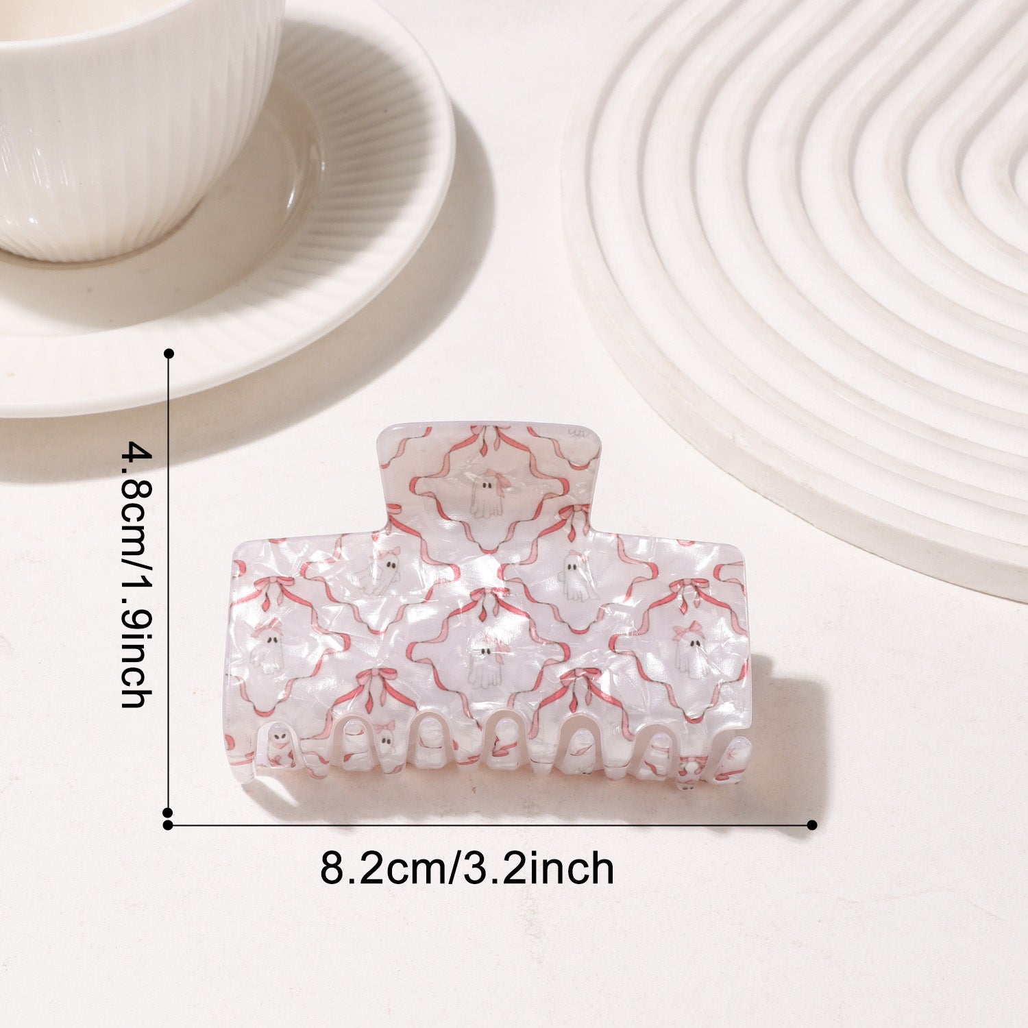Wholesale  Ghost  Skeleton Print Acrylic Shark Clip For Women Trendy Party Hair Accessory