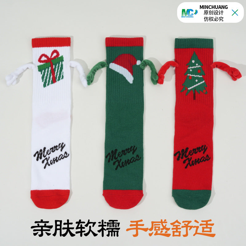 Wholesale Christmas couple warm holding hands socks