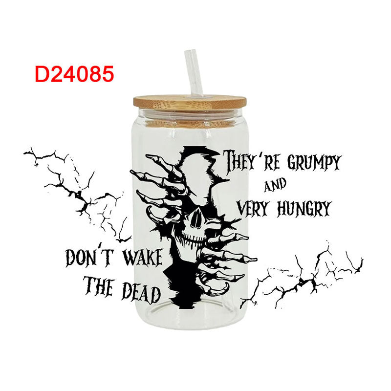 Wholesale Skeleton Bat Halloween 16oz Cup UV DTF Wraps