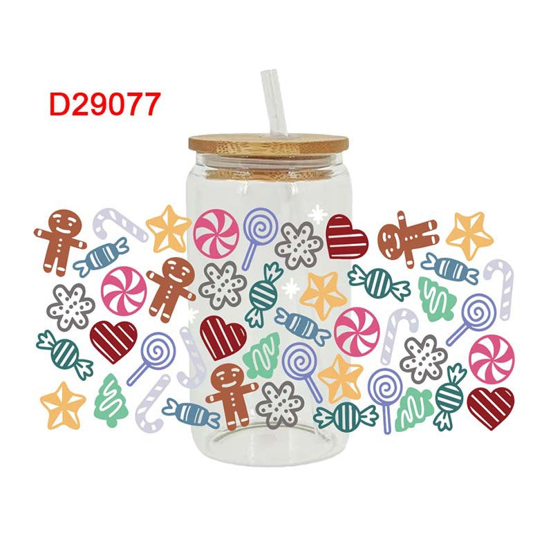 Wholesale Colorful Christmas Series  16oz Cup UV DTF Wraps