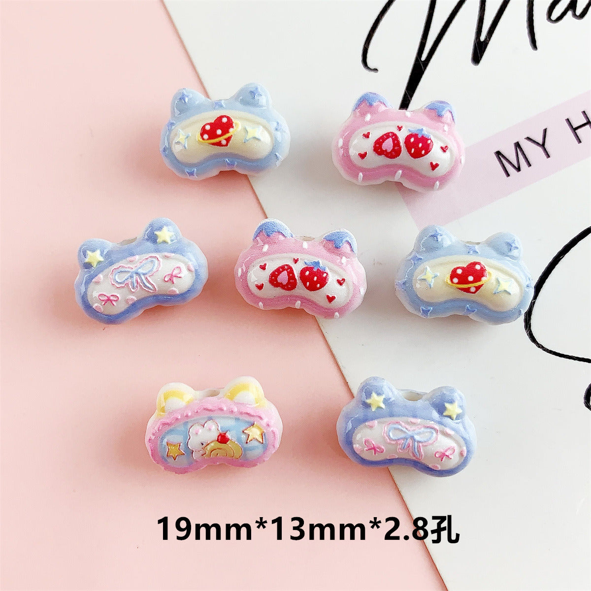 Wholesale 10pcs Printed Colorful Cat Head Lace Love Acrylic Beads