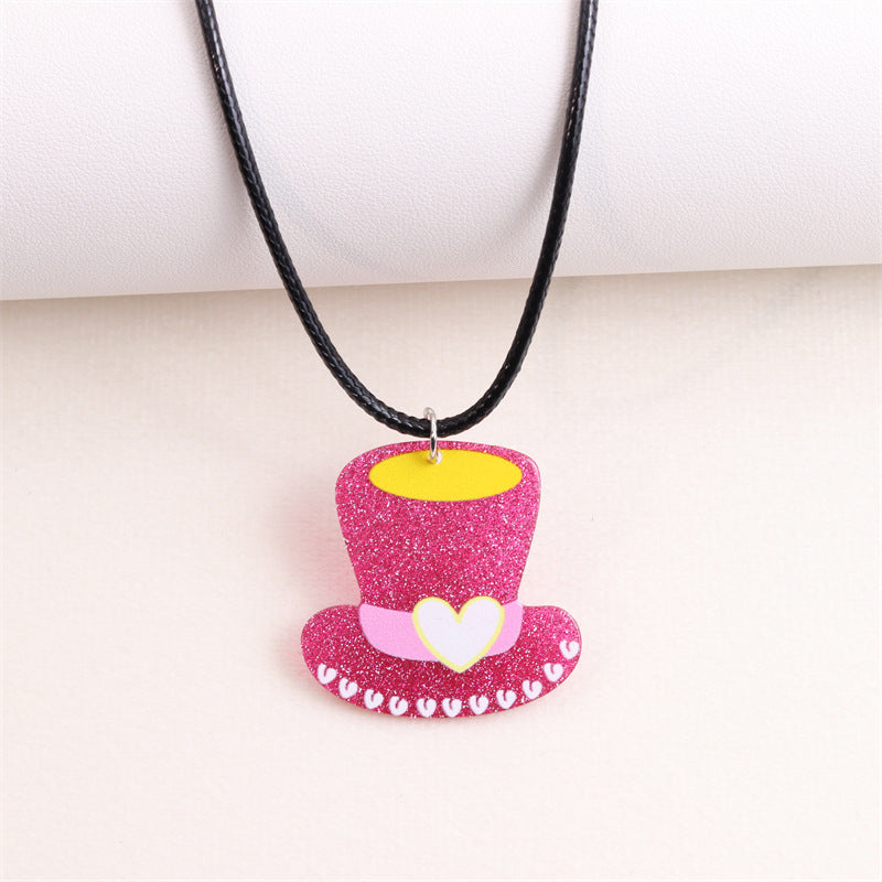 Wholesale Valentine's Day Sweater Hat Acrylic Necklace