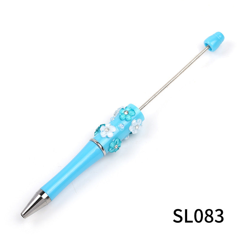 Wholesale Beadable Pens 10pcs Heavy Duty Diy Diamond Five Petal Flower Bead Ballpoint Pen
