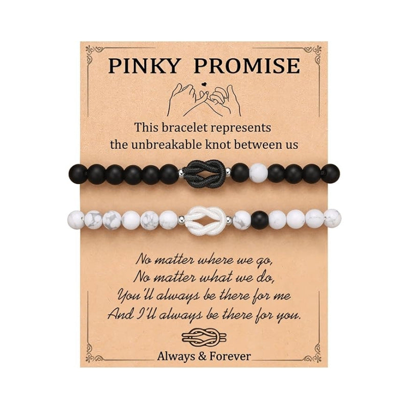 Wholesale Hand woven black and white Mobius ring adjustable bracelet