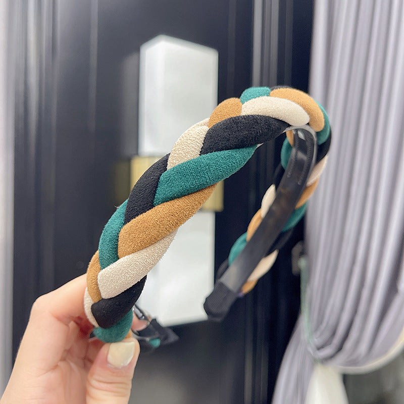 Wholesale Suede Sponge Fried Dough Twists Braid Headband