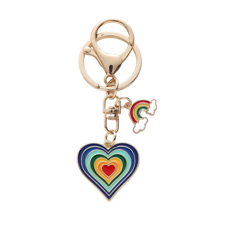 Wholesale Alloy Rainbow Colorful Love Keychains