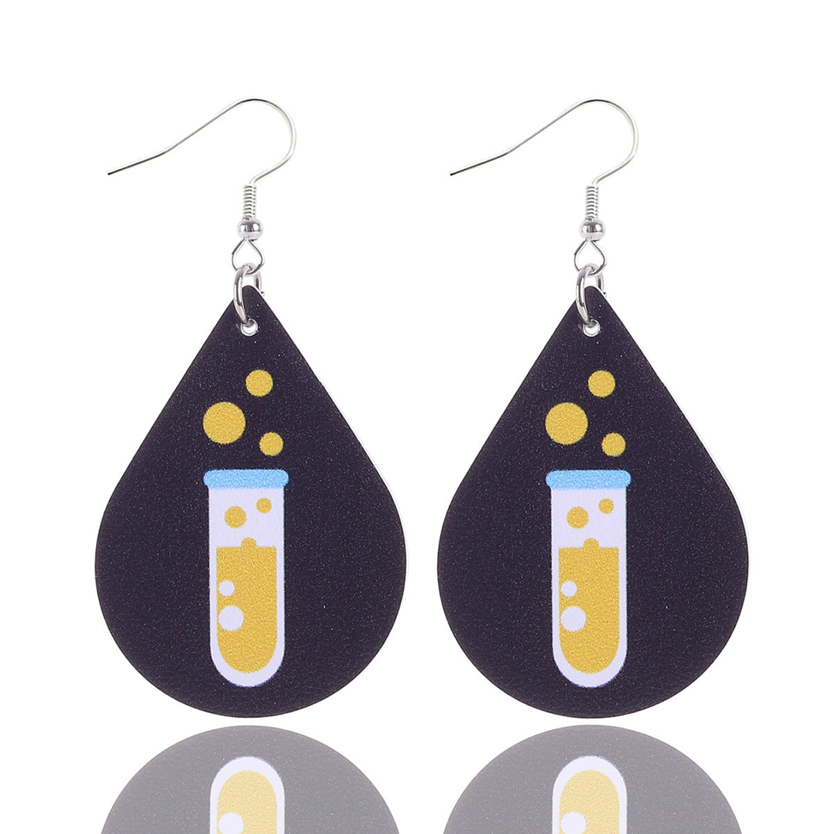 Wholesale Teacher's Day Apple Pencil Water Drop Leather Earrings