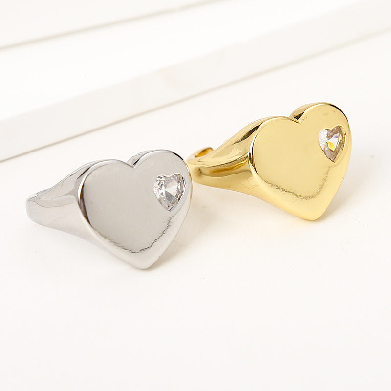 Wholesale Copper Plated Diamond Heart Open Ring