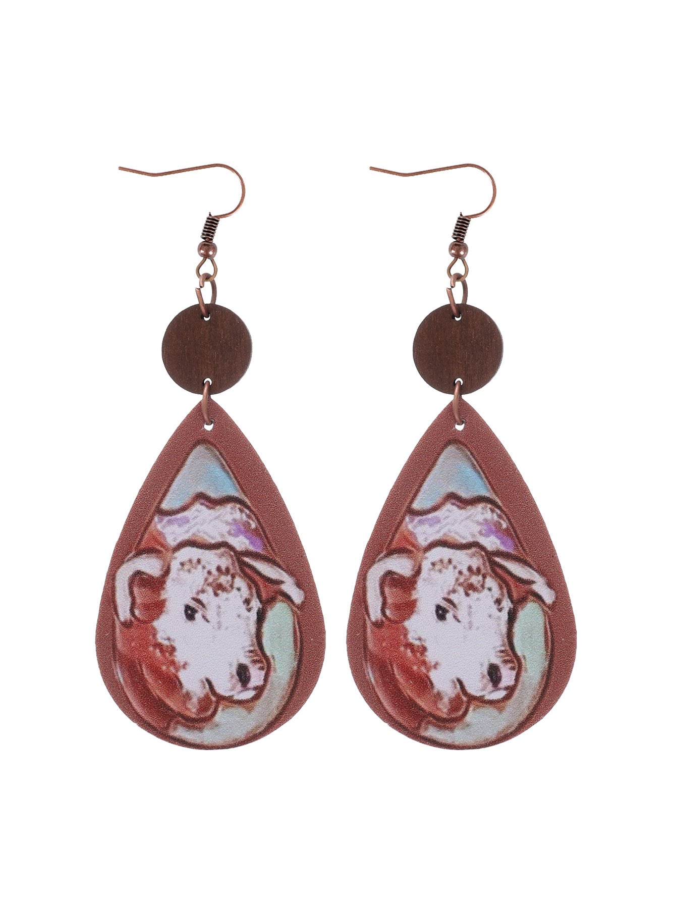 Wholesale Cactus-patterned leather earrings