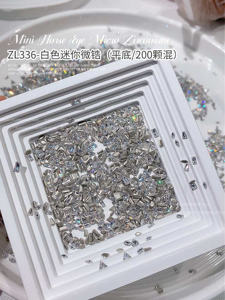 Wholesale 5A Mini Flats Bottom Micro Zirconium Flash Zircon Diamond Nail Stickers