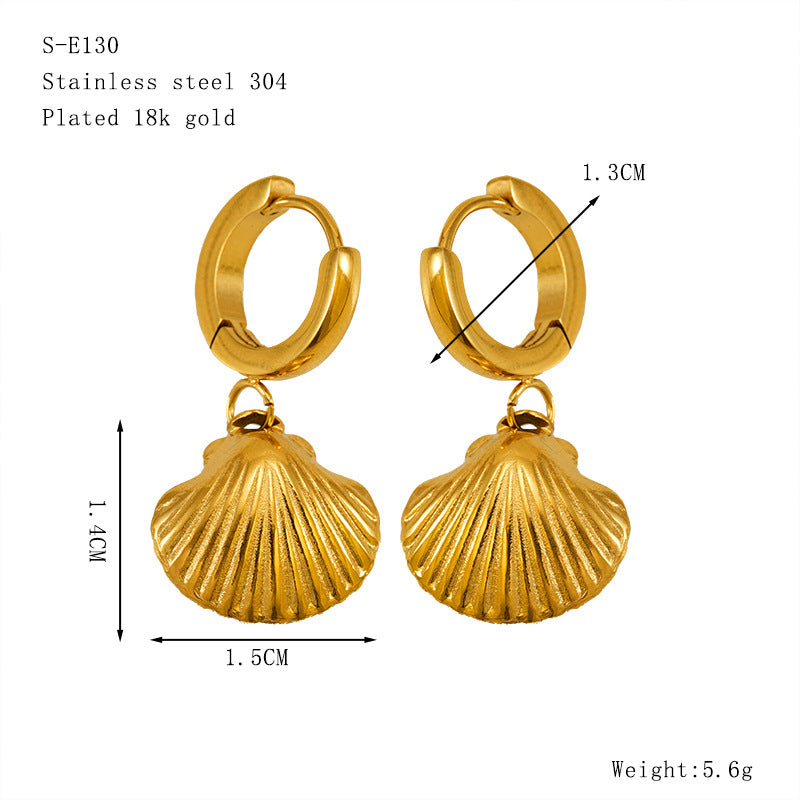 Wholesale Gold Turtle  Conch Starfish  Crab Pendant Titanium Steel Earrings