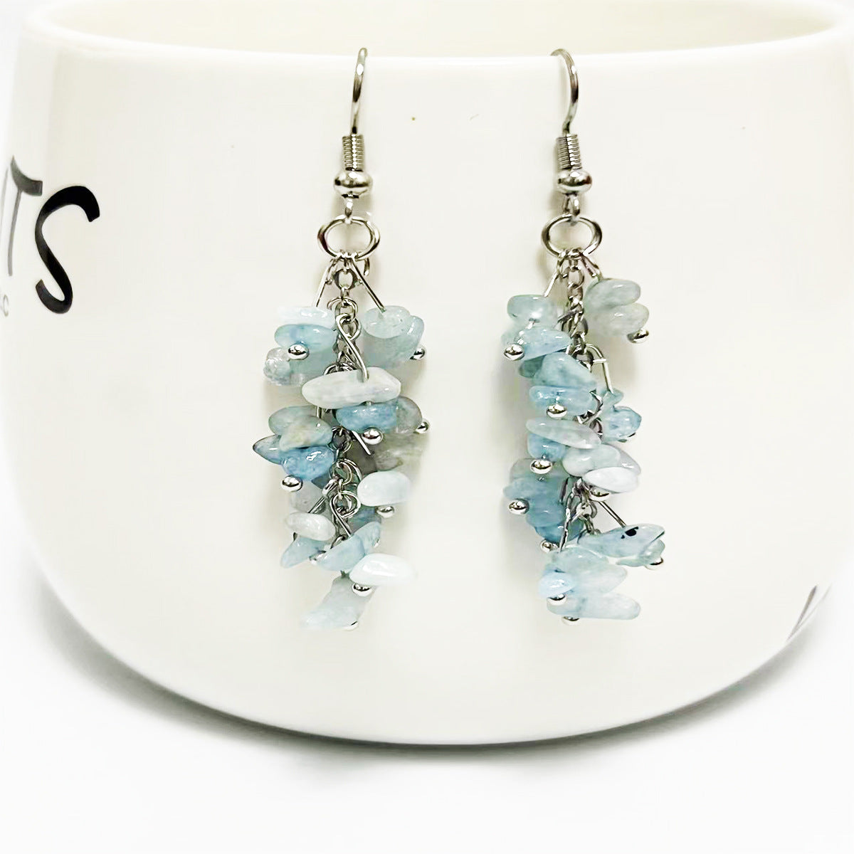 Wholesale Crystal Colorful Sweet Natural Crushed Stone Tassel Earrings