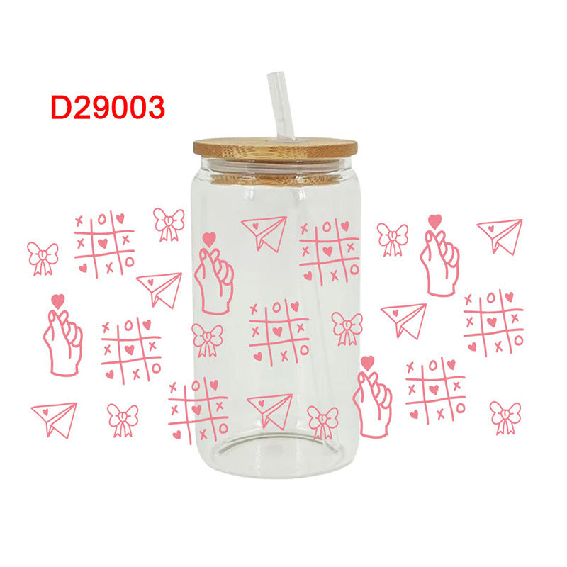 Wholesale Pink Love Valentine's Day 16oz Cup UV DTF Wraps