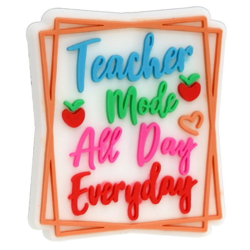 Wholesale  Random 100pcs/pack  Cartoon Phrases Teacher' s Day Beads  Focal Beads