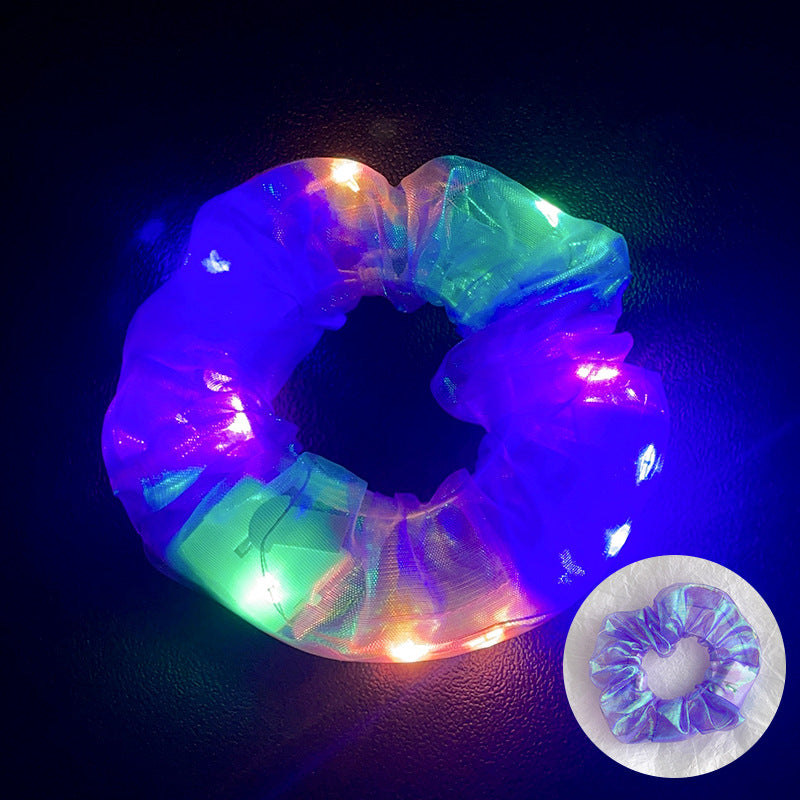 Wholesale Led Luminous Large Intestine Hair Ring DIY Night Light Flower Shiny Fat Intestine Head Rope Nightclub Rubber Band Hair Accessories