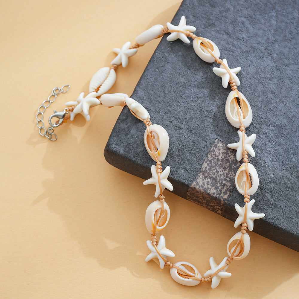 Wholesale Braided simple personality fashion beach style starfish shell necklace