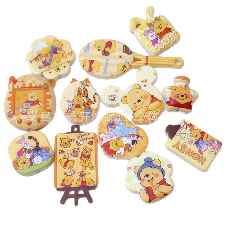 Wholesale 100pcs/pack Through hole printed irregular beaded pen accessories mobile phone keychains OLY Exclusive