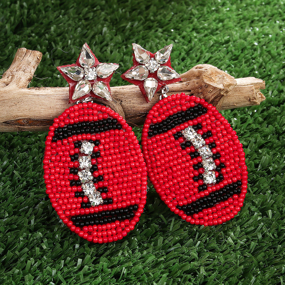 Wholesale New Game Day Sports Series Earrings Hand-woven Football Football Beaded Earrings