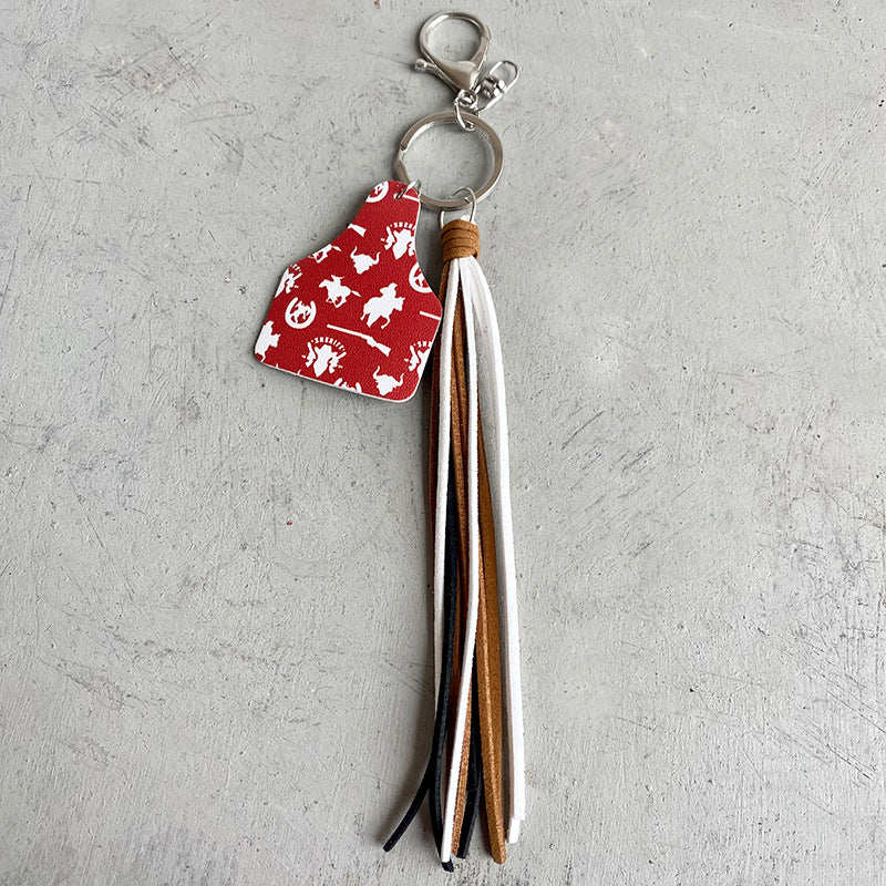 Llavero de cuero de cactus de vaquero occidental al por mayor