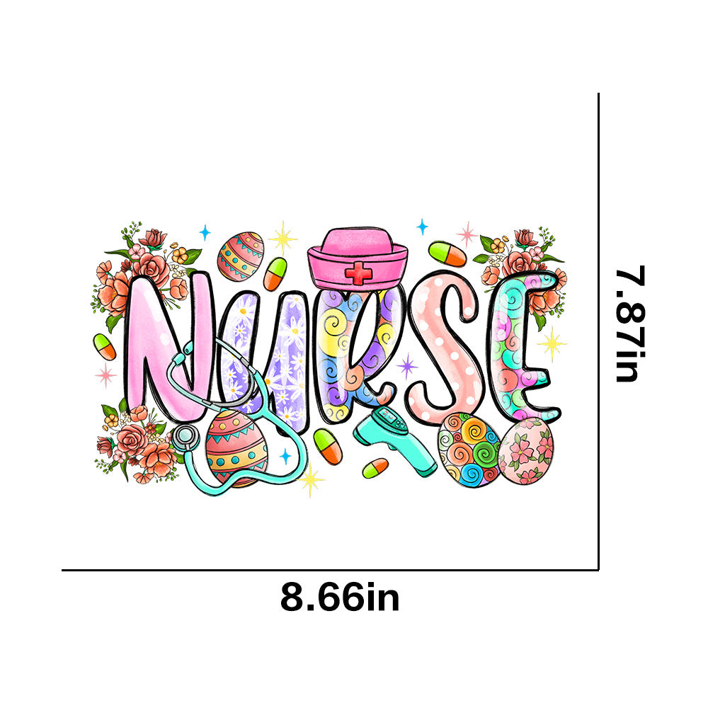 Wholesale 10pcs Easter letter cartoon rabbit car UV DTF Ready to Press Transfers Wraps