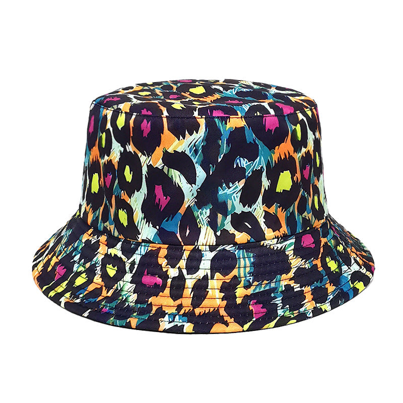 Wholesale Color Leopard Print Polyester Bucket Hat Double Sided Sunscreen Sun Hat