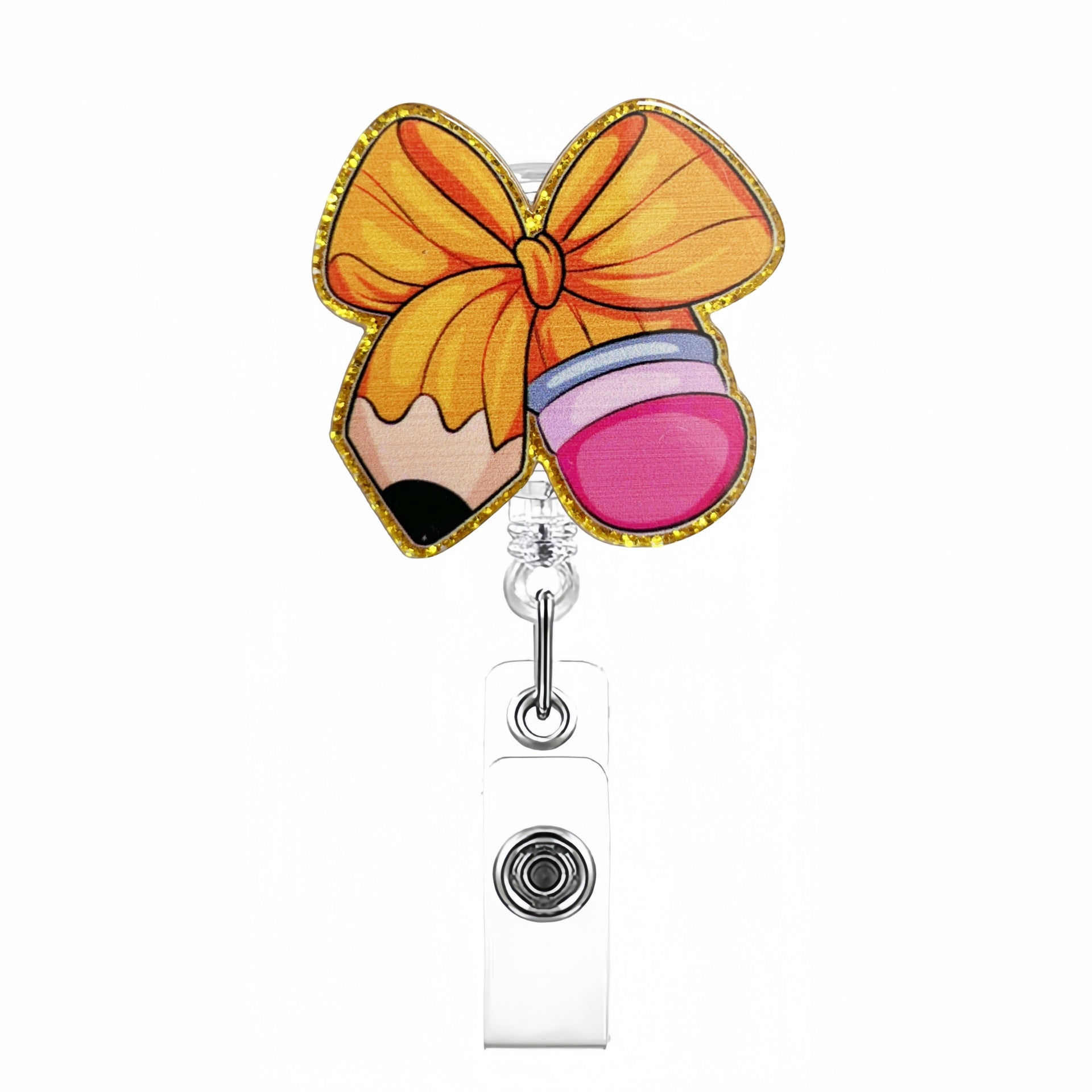 Wholesale New Flash Point Acrylic Creative Bow Doctor Nurse Student ID Easy Pull Buckle Telescopic Badge Clip